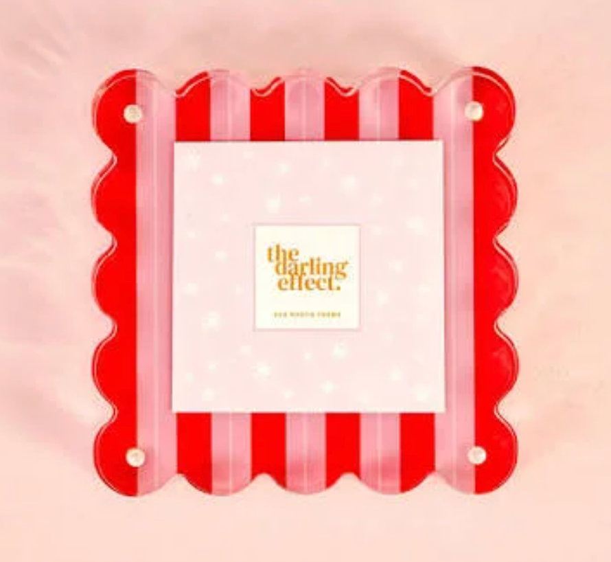 Square Scalloped Acrylic Frame peppermint stripes
