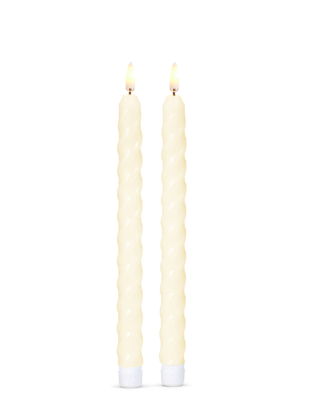 Ivory twist taper candles battery operated set of 2 - 1”x 8.5”