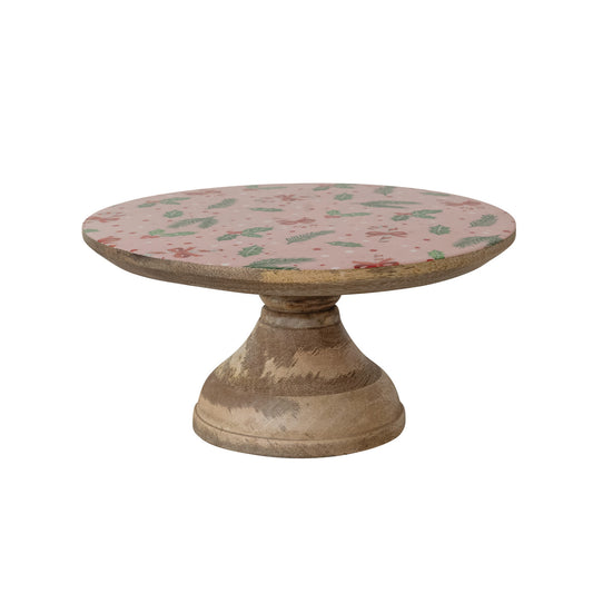 Enameled Mango Wood Pedestal with Holiday Pattern © (Copy)